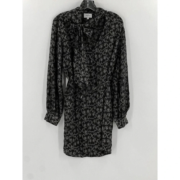 LEONA by Lauren Leonard 100% Silk Telephone Belted Dress Size Medium USA Made EC - Picture 4 of 12